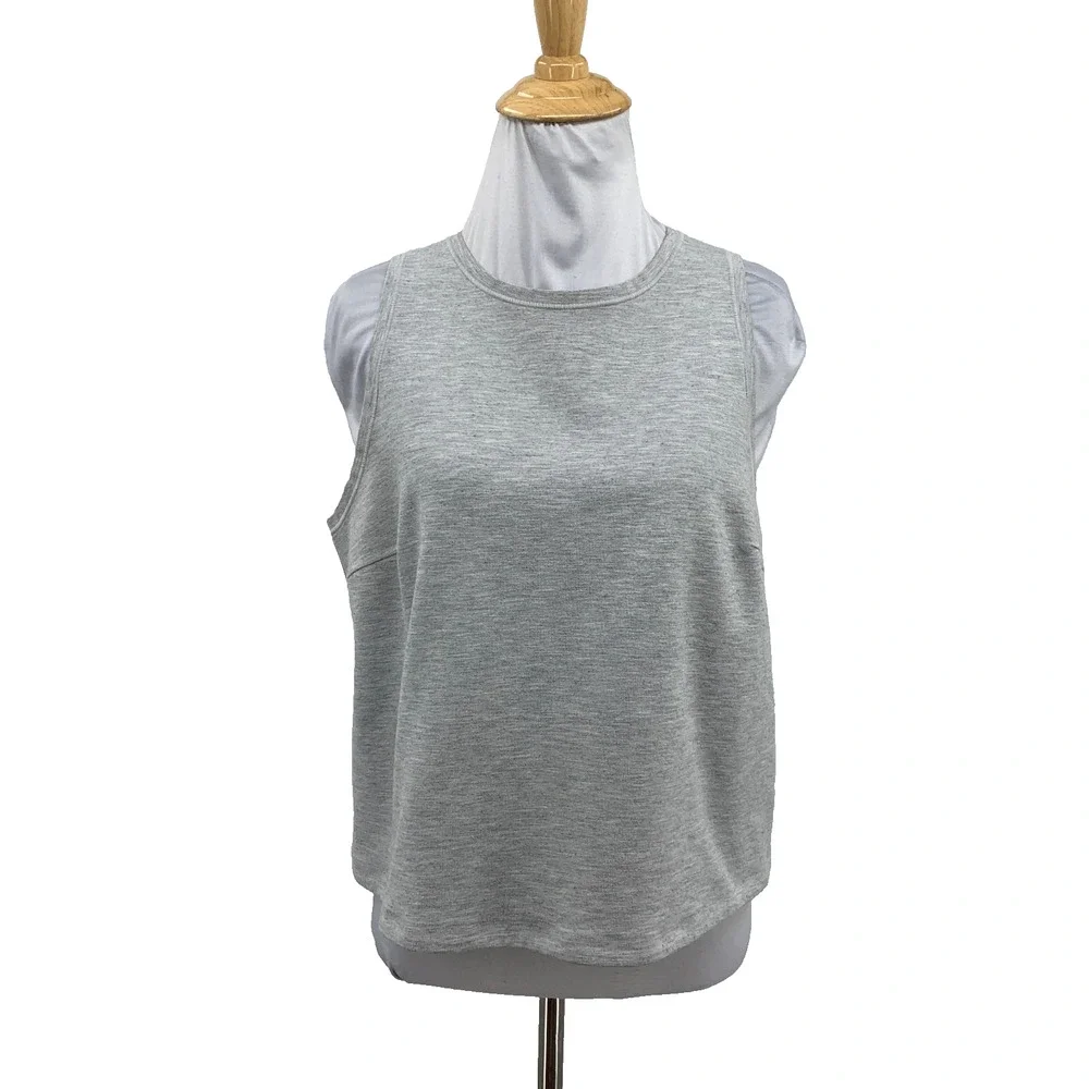 Lululemon Tank Top Womens 8 Gray Minimal Heathered Open Back Cropped Quick Dry